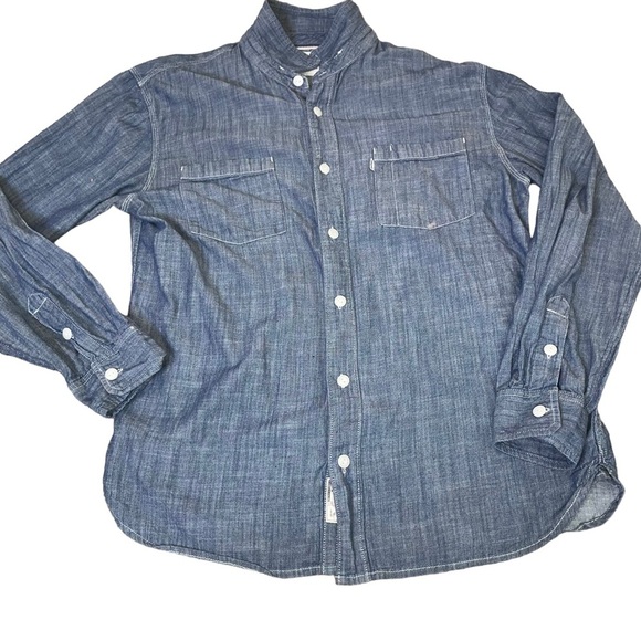 Levi's Shirt button up chambray men's 100% Cotton button up blue pockets SZ LG - Picture 1 of 10